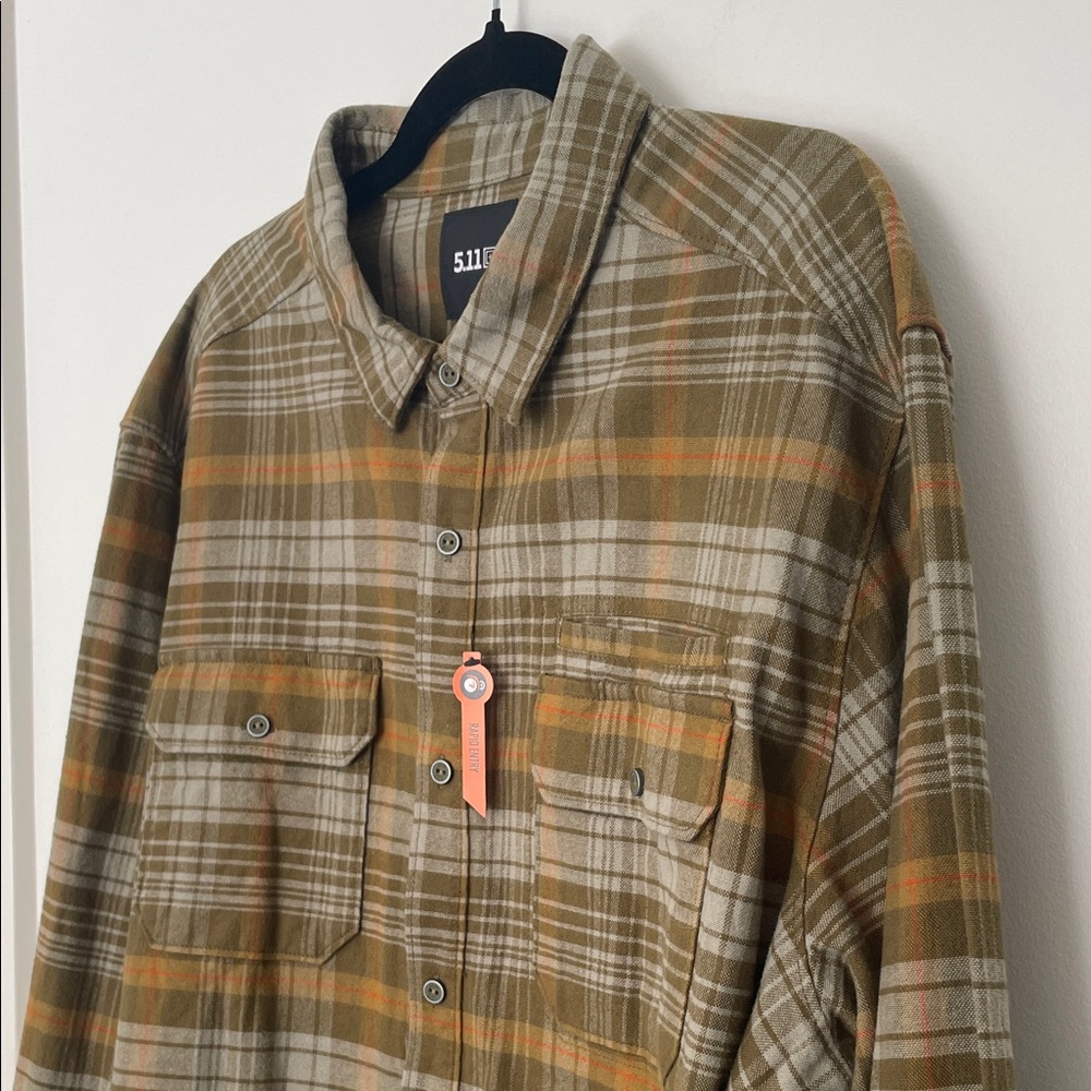 5.11 Tactical Men’s 2XL Green Plaid Rapid Entry Lester Heavy Weight Flannel